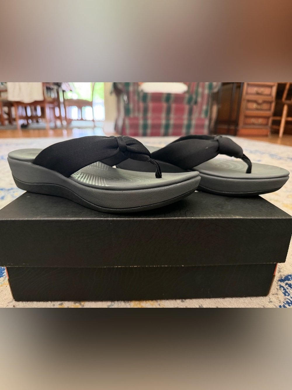 Cloudsteppers by Clarks Black Knotted Thong Sandals